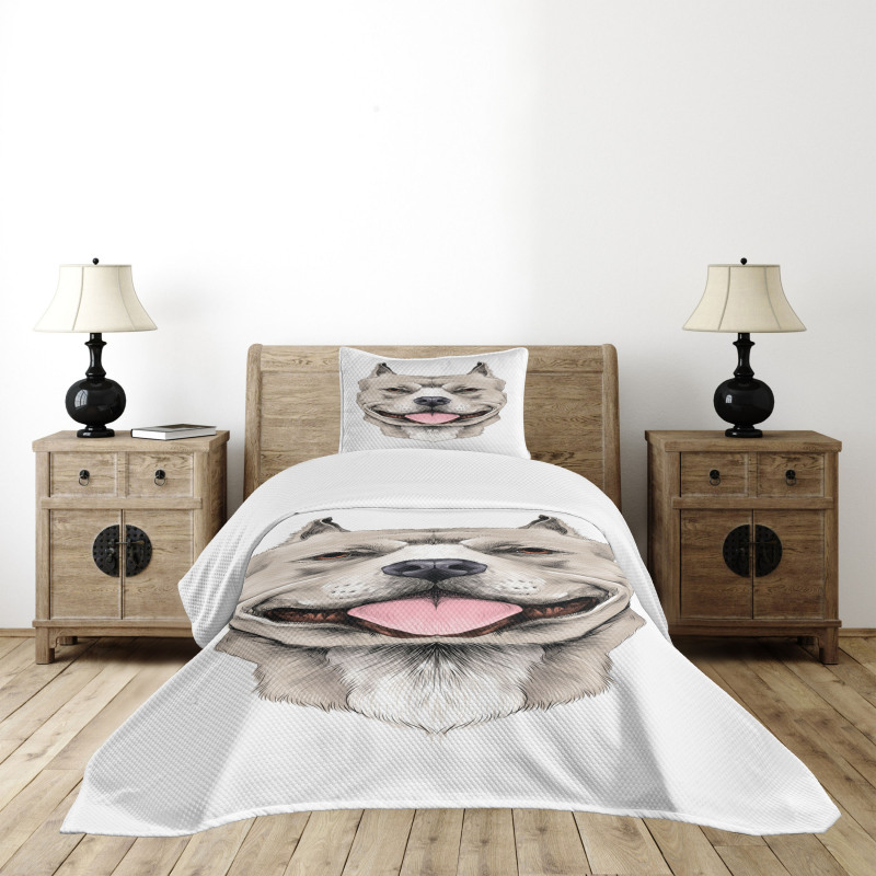 Terrier Realistic Sketch Bedspread Set