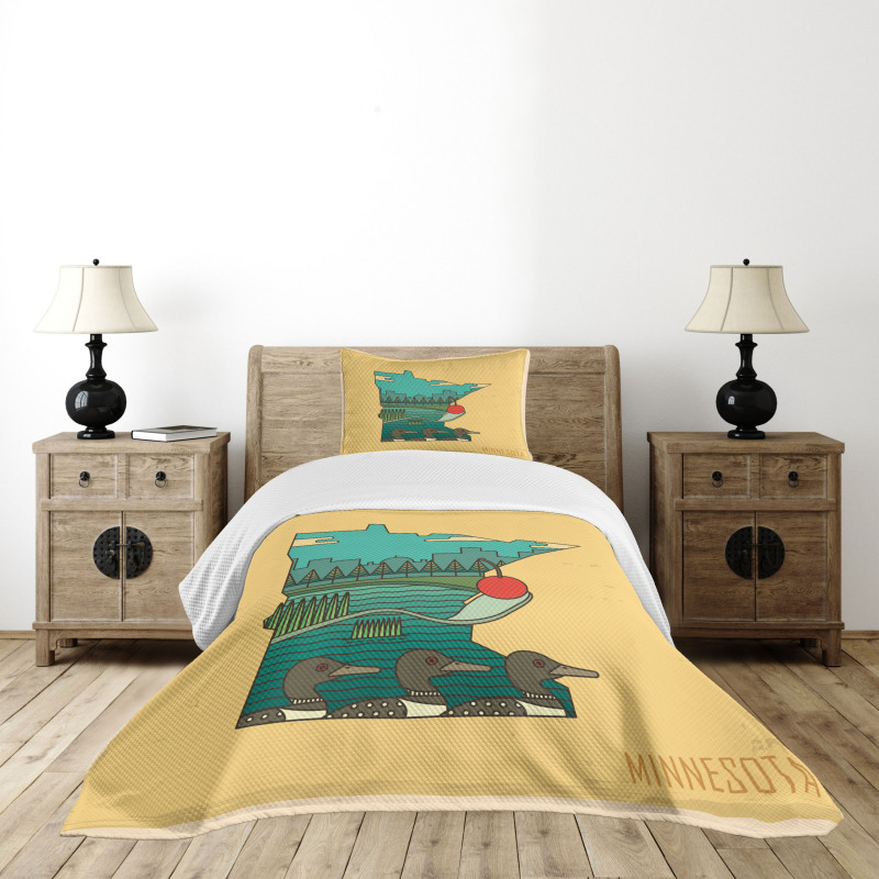 Mosaic Design State Map Bedspread Set