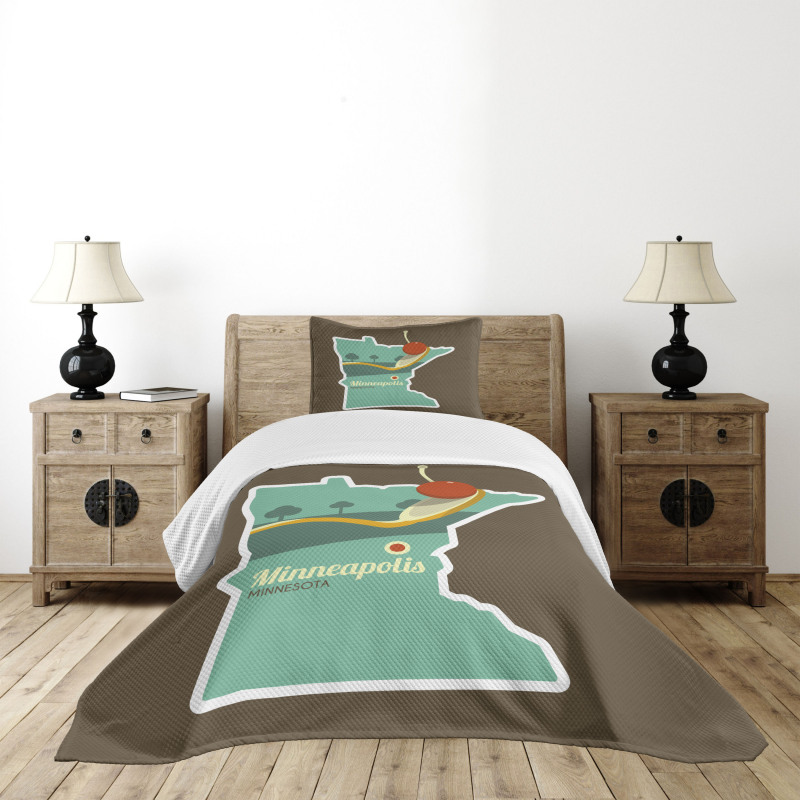 Minneapolis Doodle Map Bedspread Set