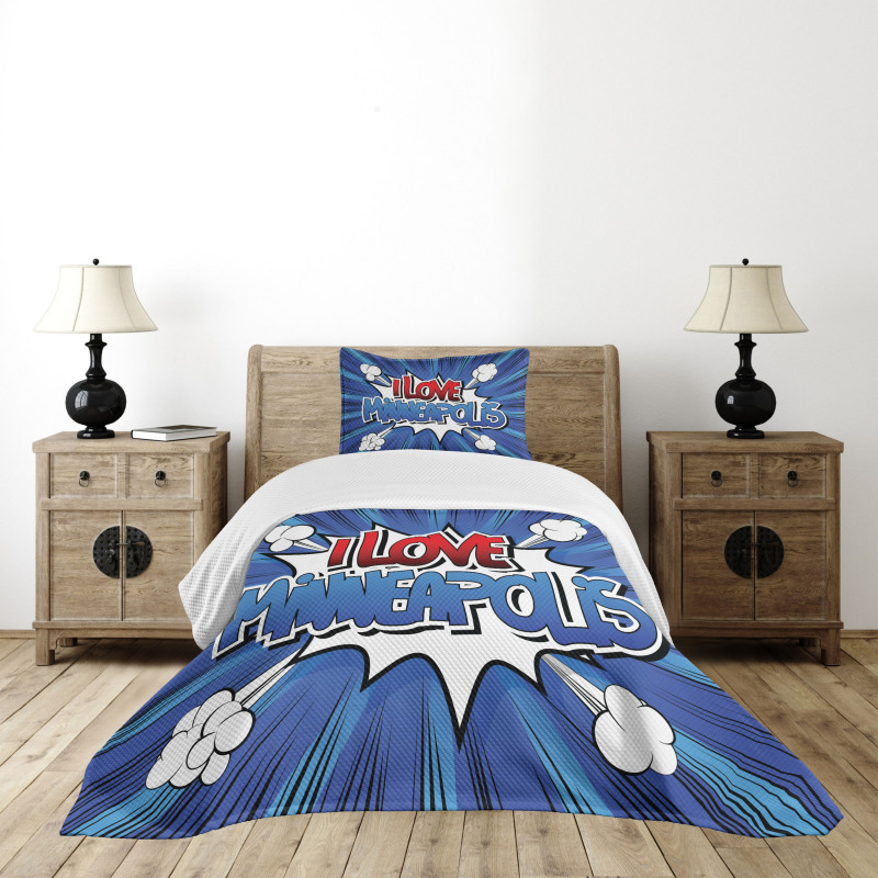 Pop Art Comic Style Love Bedspread Set