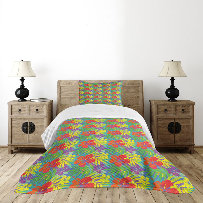 Hawaiian Rainforest Leaves Bedspread Set