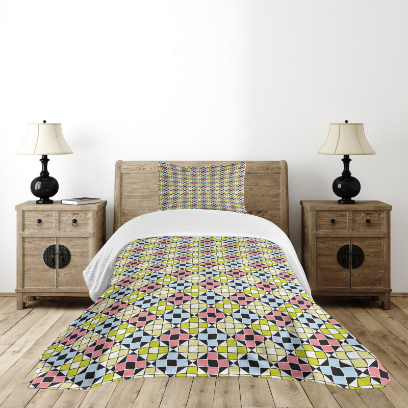 Colorful Mosaic Style Bedspread Set