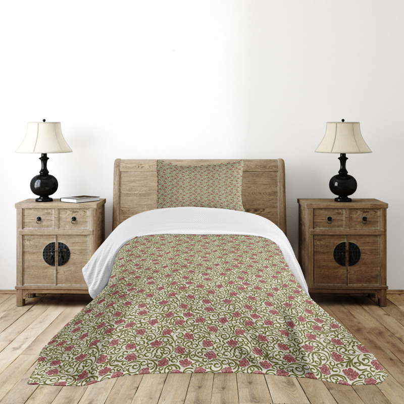 Retro Style Abstract Flower Bedspread Set