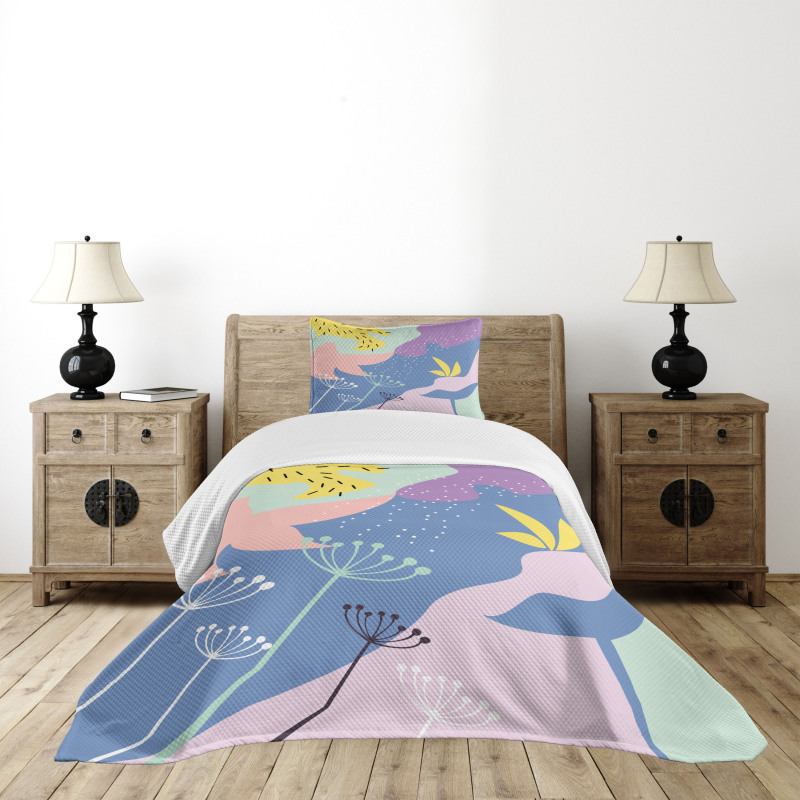 Modern Abstract Floral Art Bedspread Set