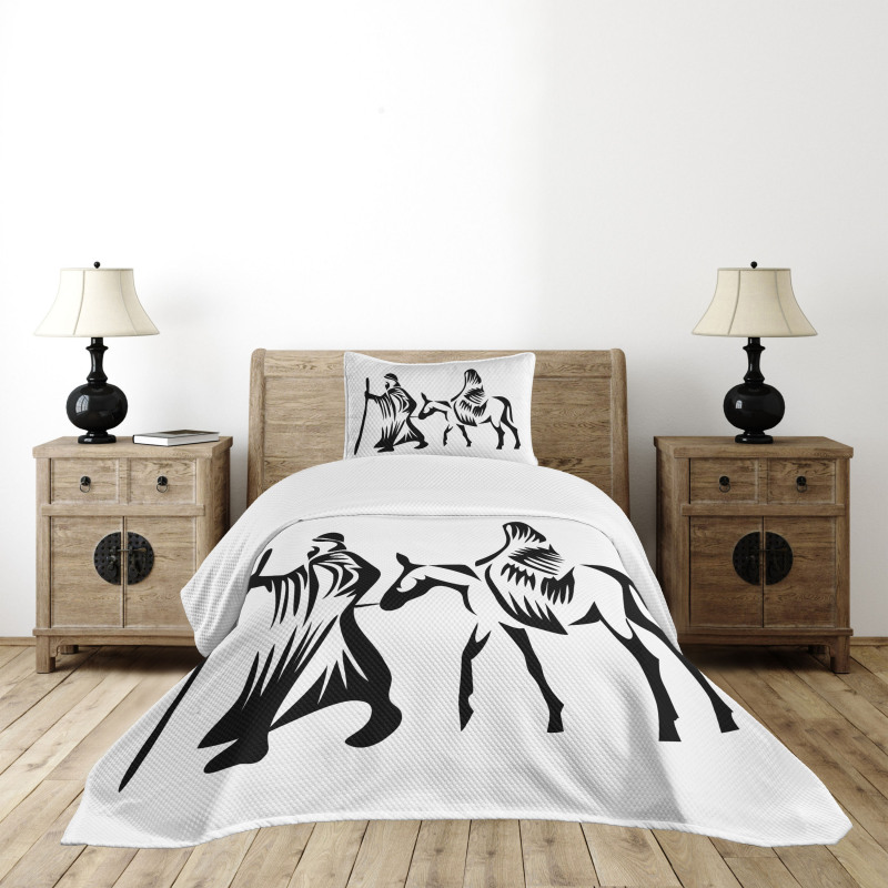 Abstract People Traveling Bedspread Set