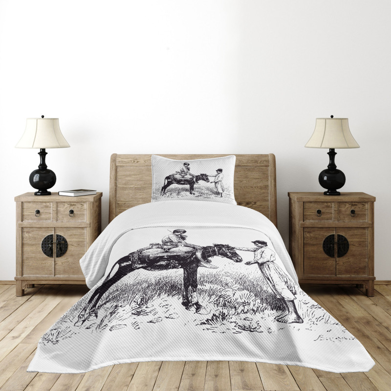 Water Carrier Vintage Sketch Bedspread Set