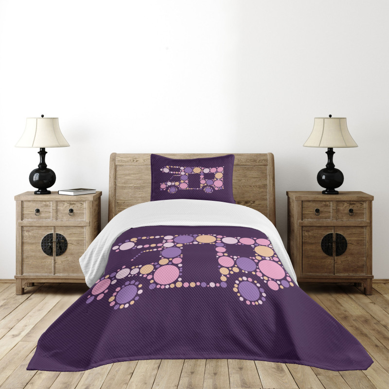 Pointillism Artwork Retro Van Bedspread Set