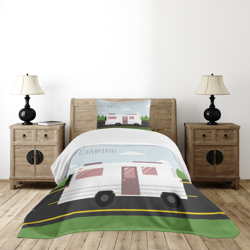 Go Camping Words with a Truck Bedspread Set