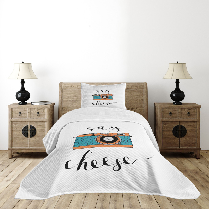 Say Cheese Lettering Photo Bedspread Set