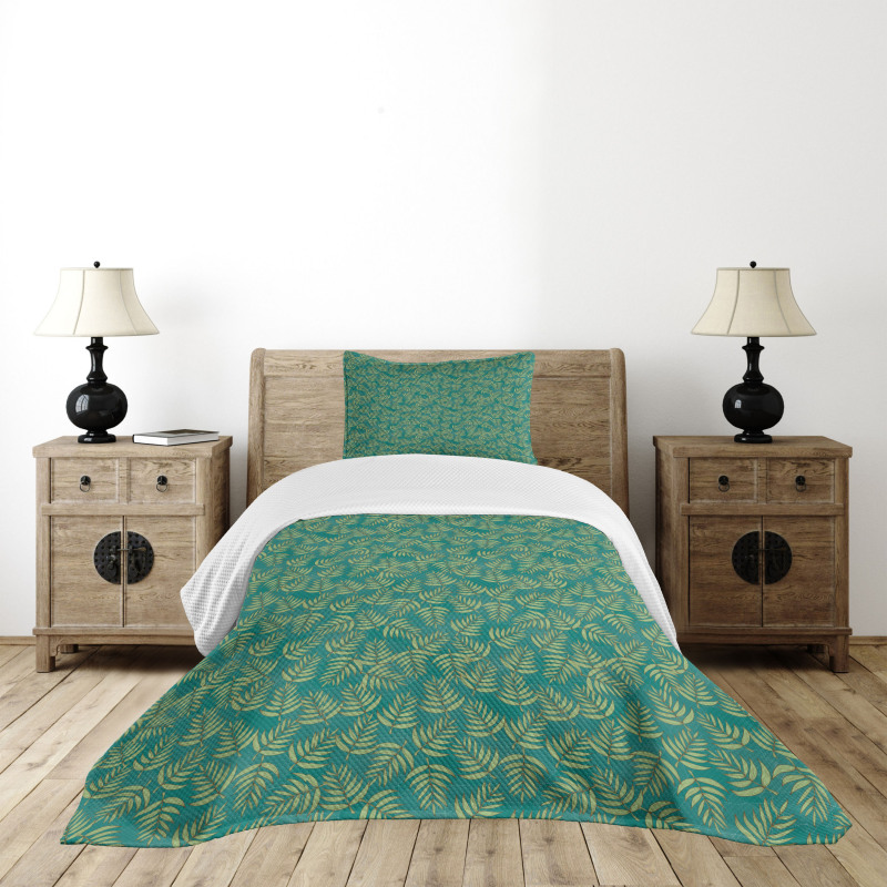 Vintage Color Leaf Pattern Bedspread Set