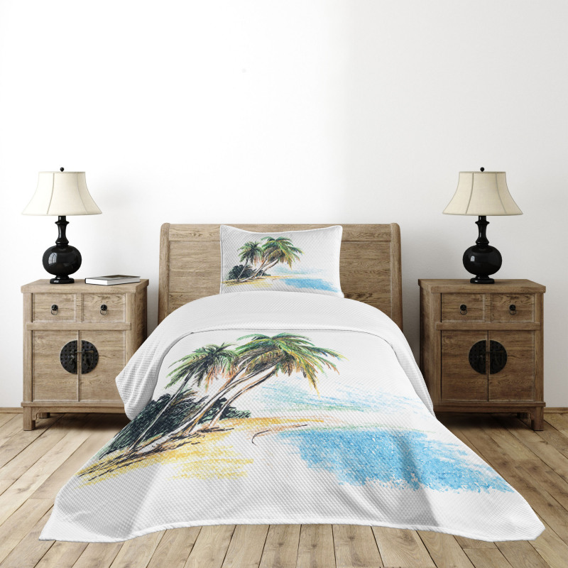 Palm Trees Coastal Charm Bedspread Set