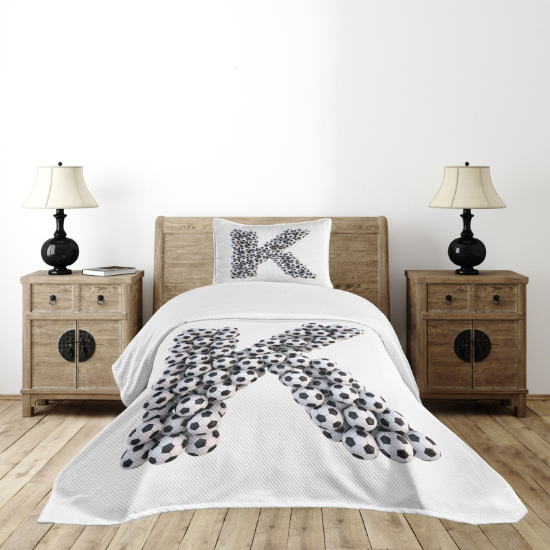 Soccer Alphabet Design Bedspread Set