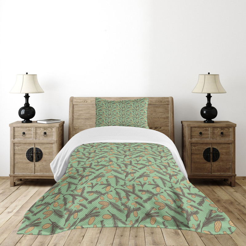 Spring Season Plant Leaf Bedspread Set