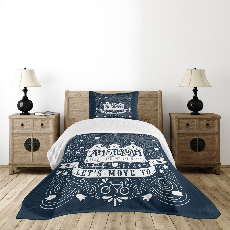 Travel Words with Stars Bedspread Set