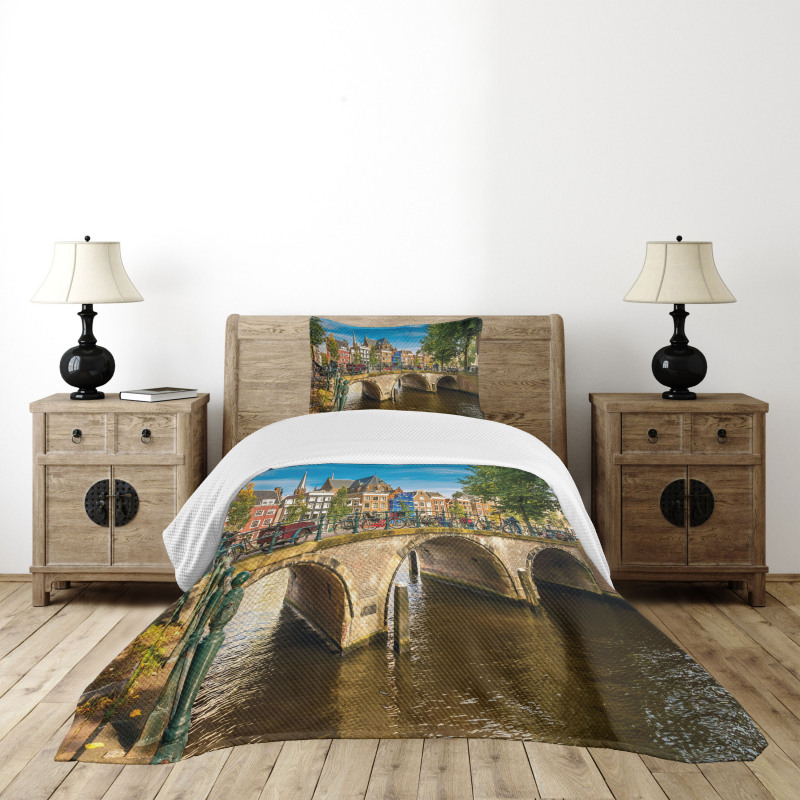 Old Bridge over a Canal Bedspread Set