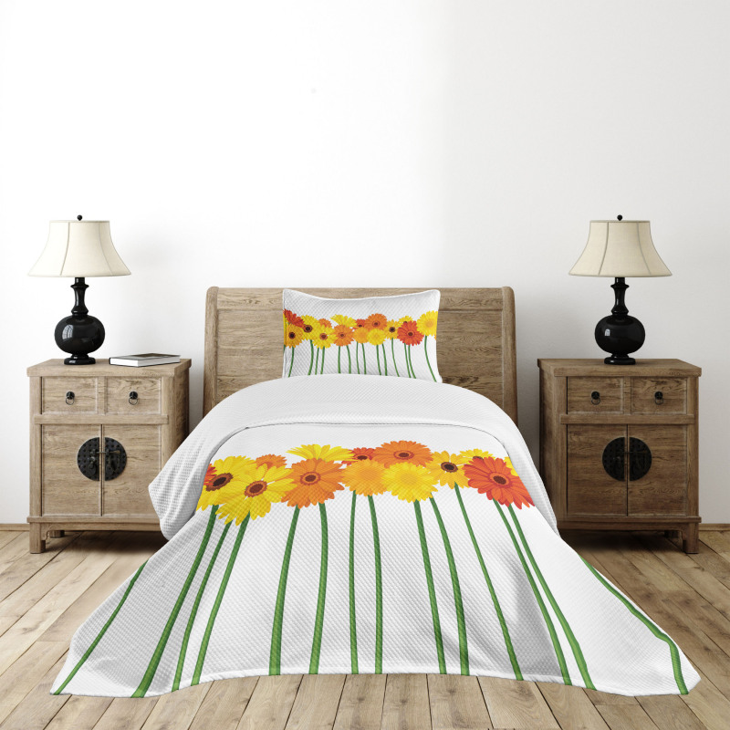 Flowers on Green Stems Bedspread Set