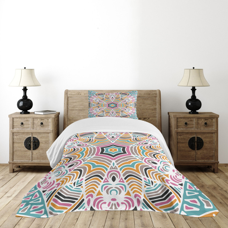 Abstract Floral Art Motif Bedspread Set