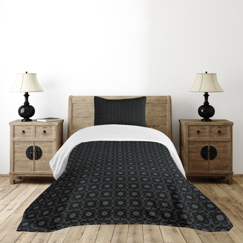 Dotted Curvy Mosaic Motifs Bedspread Set