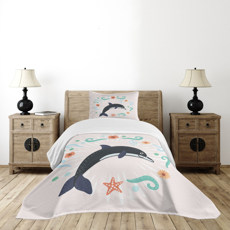 Nautical Ocean Animal Line Bedspread Set