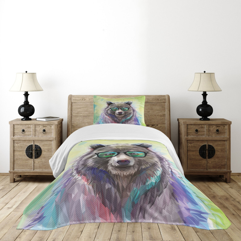 Colored Wild Bear Art Bedspread Set