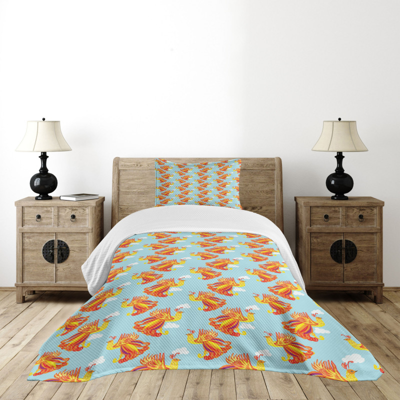 Fire Bird Feathers Bedspread Set