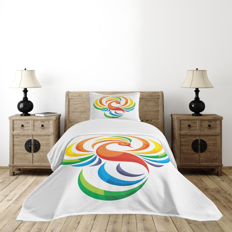 Rainbow Toned Bird Bedspread Set