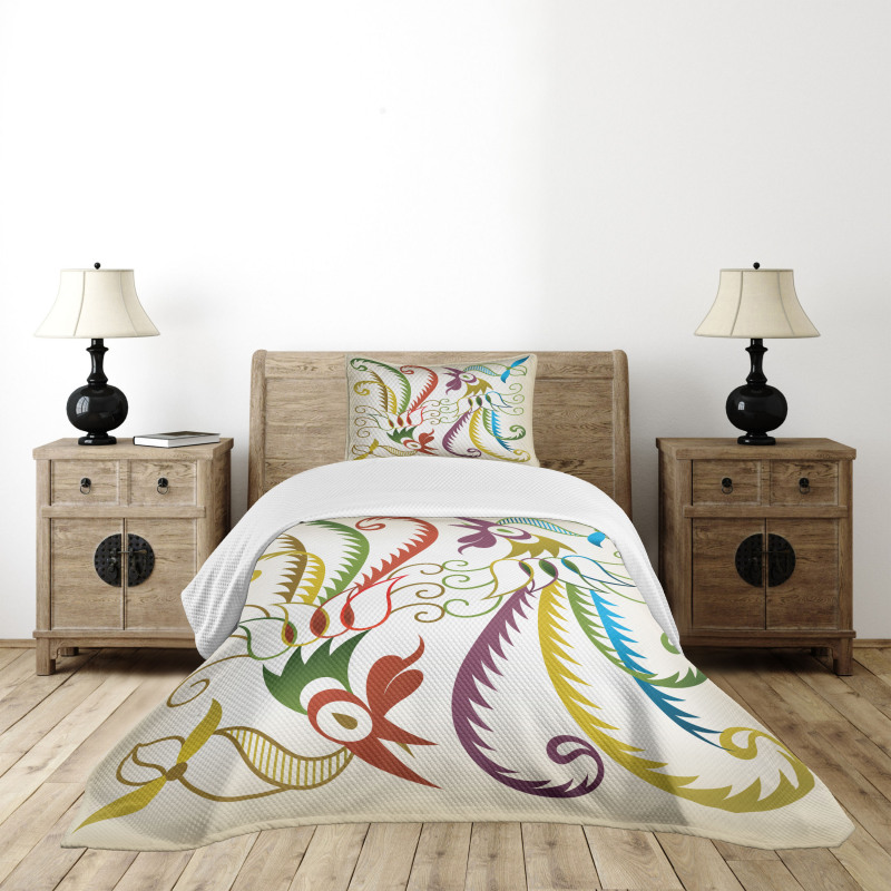 Bird in Retro Tones Bedspread Set