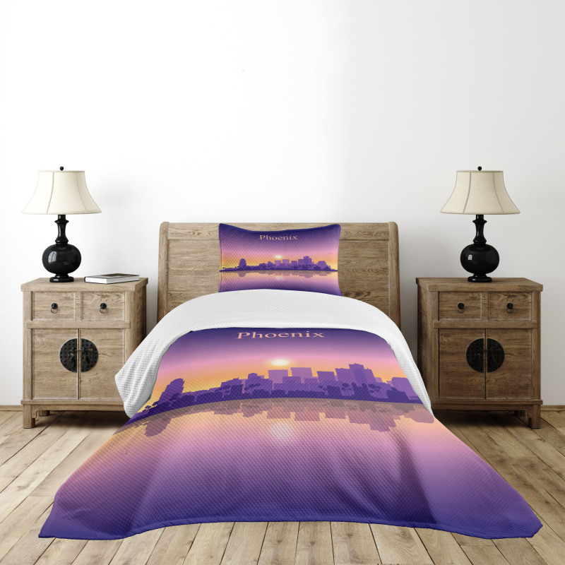 American City Skyline Dawn Bedspread Set