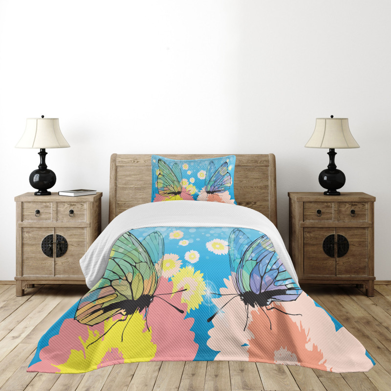 Butterflies on Flowers Bedspread Set