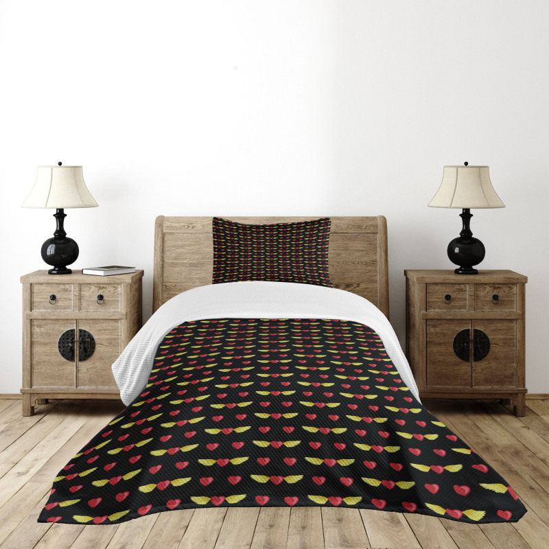 Love Art Heart on Dark Bedspread Set