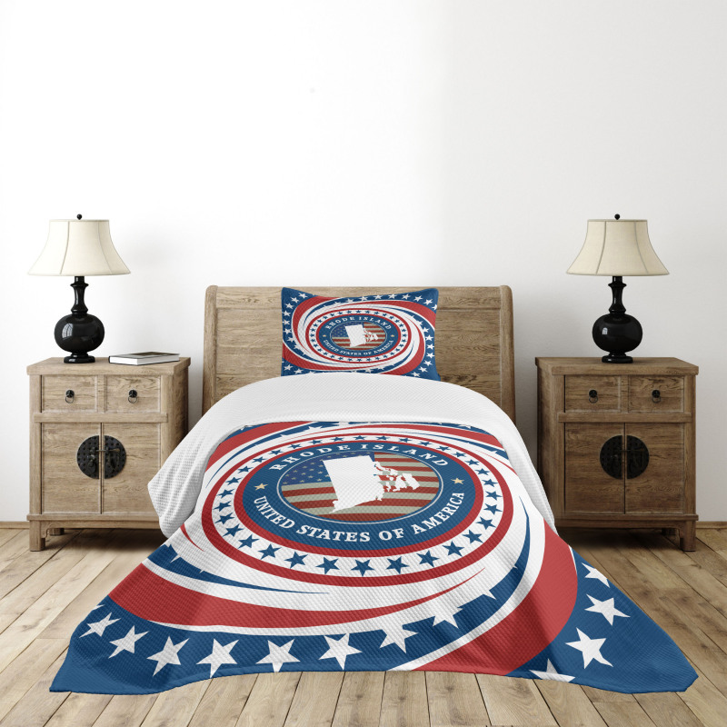 Swirled Stars and USA Bedspread Set