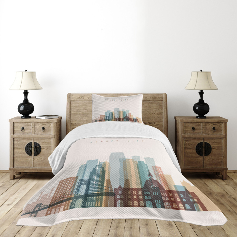 Buildings Bridge Urban Bedspread Set