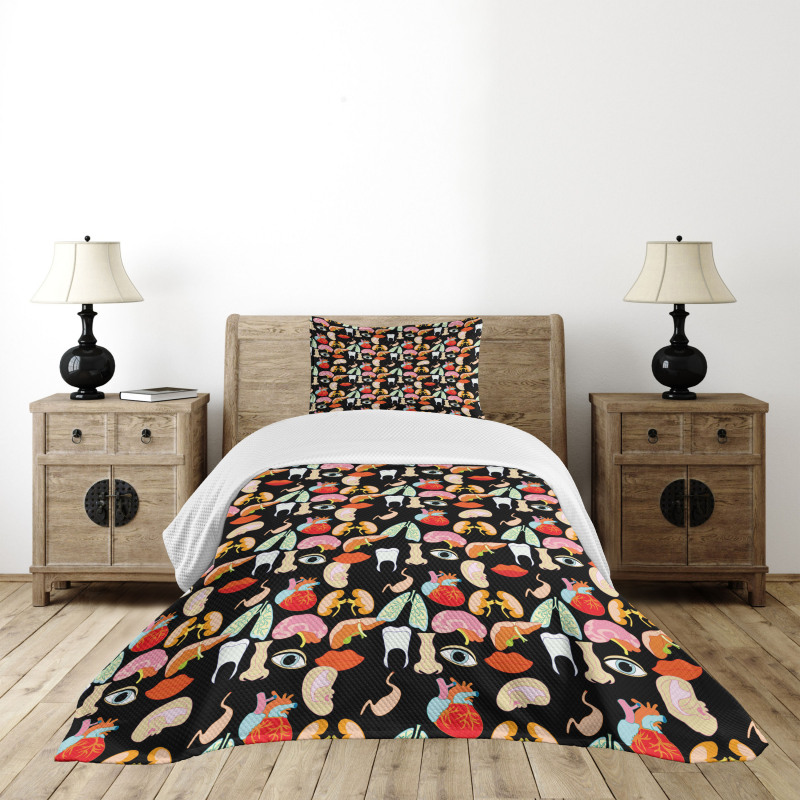 Human Parts Organs Pattern Bedspread Set