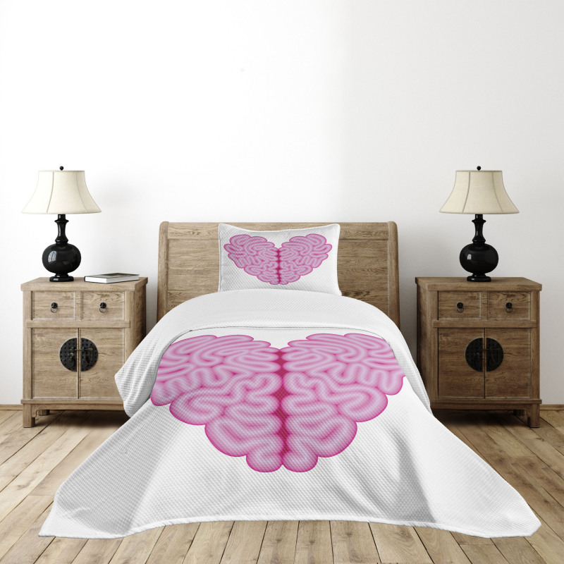 Brain Look Simple Heart Bedspread Set