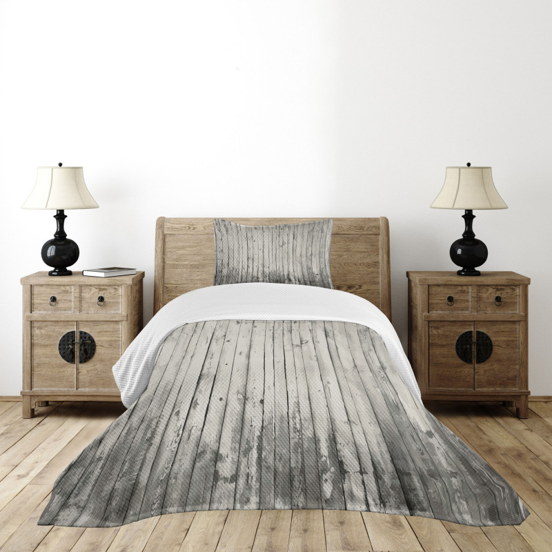 Grunge Art Vertical Planks Bedspread Set