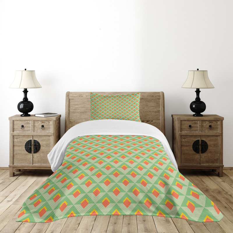 Vivid Rhombus Pattern Line Bedspread Set