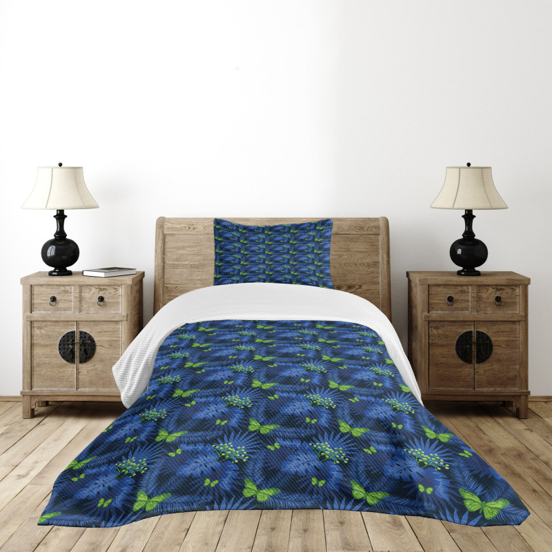 Jungle Plants Butterfly Fern Bedspread Set