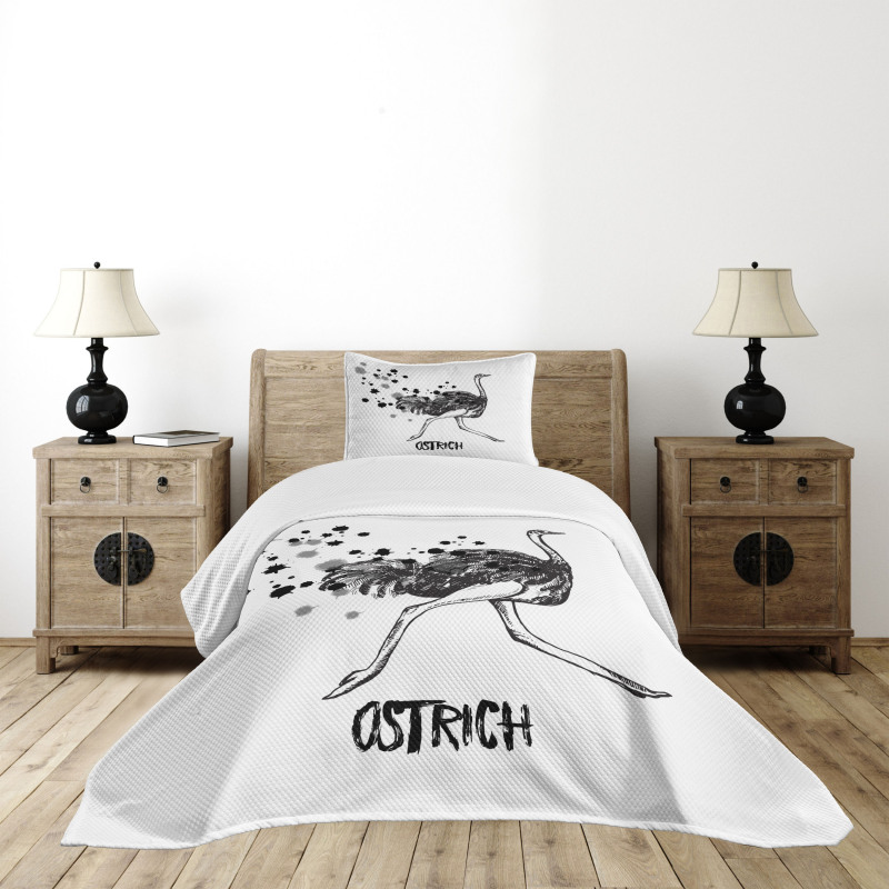 Minimalist Watercolor Bird Bedspread Set