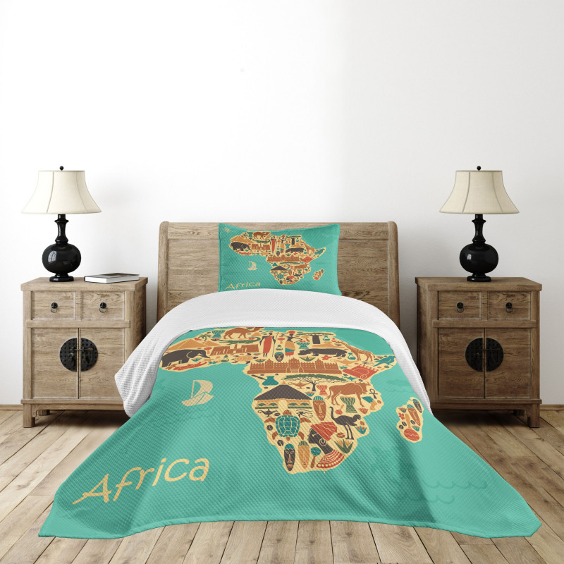 Savannah Map Tribal Bedspread Set