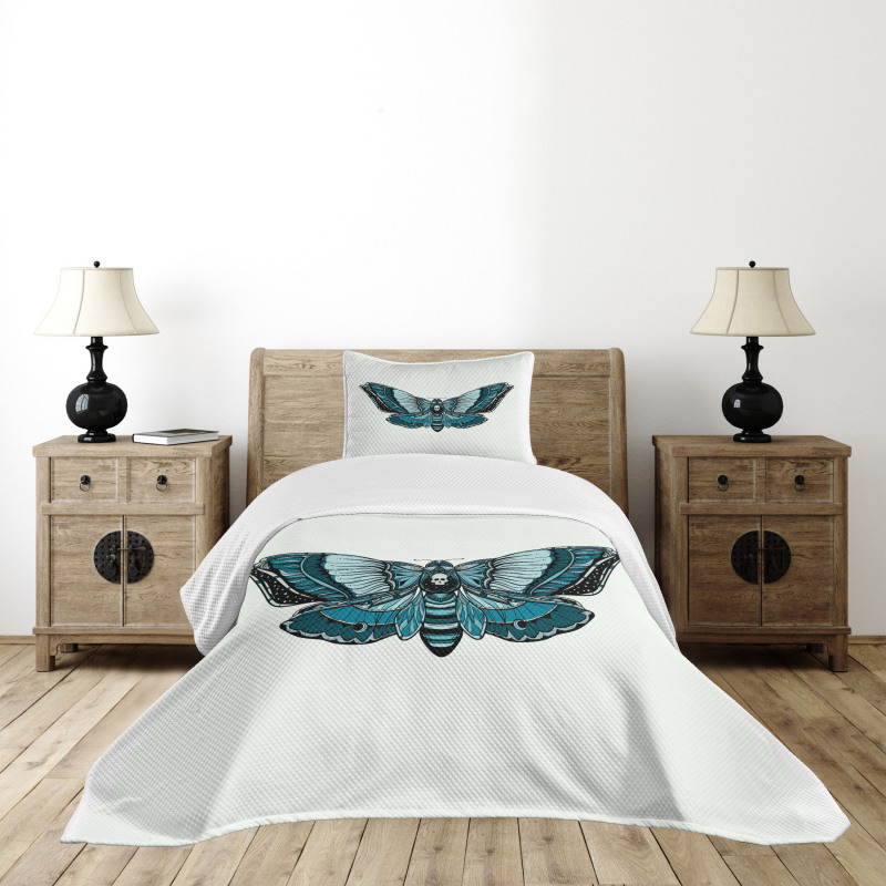 Skull on Butterfly Body Bedspread Set