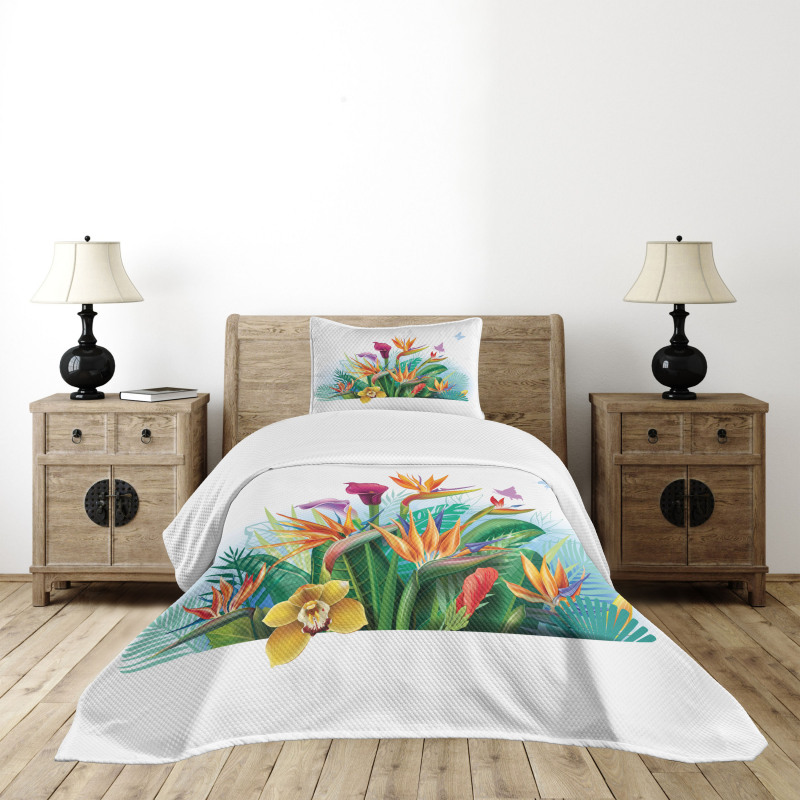 Exotic Flower Strelitzia Bedspread Set