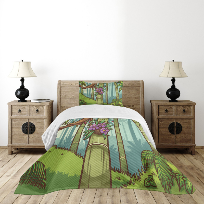 Colorful Jungle Cartoon Bedspread Set