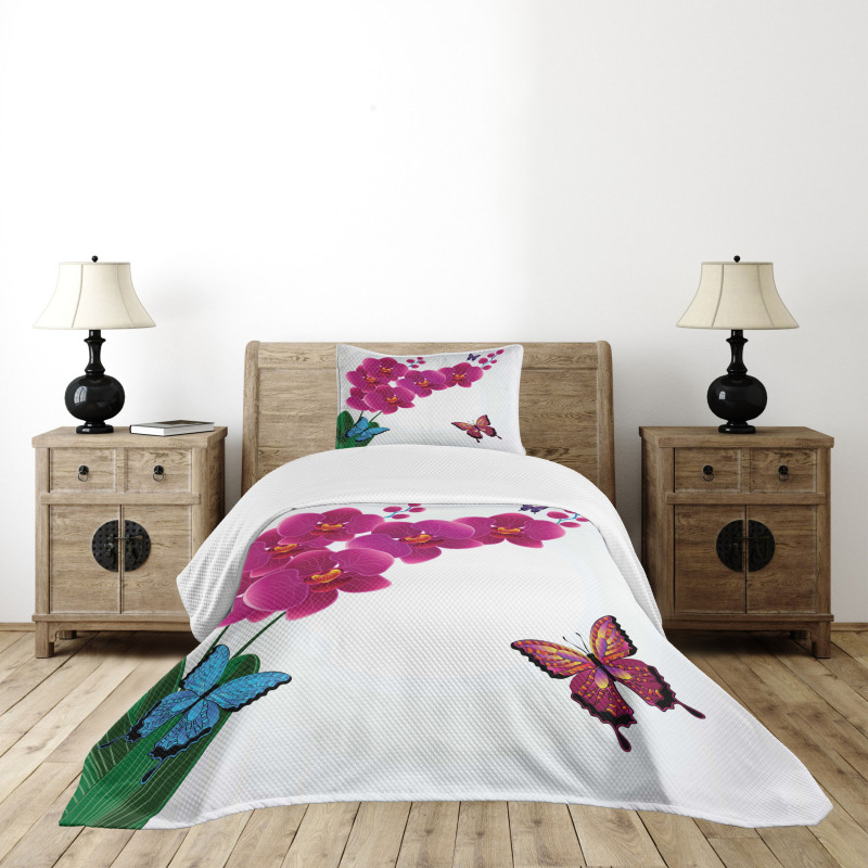 Pink Bouquet Butterflies Bedspread Set