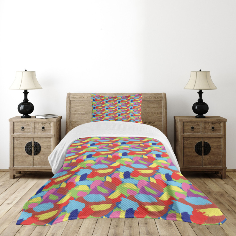 Grunge Paint Brush Strokes Bedspread Set