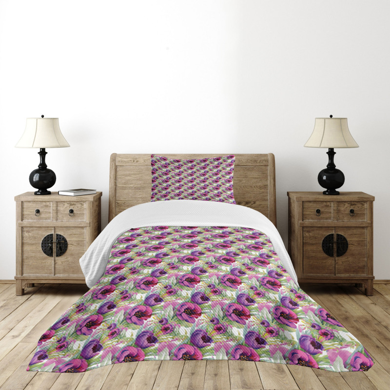 Valentines Flowers Romantic Bedspread Set