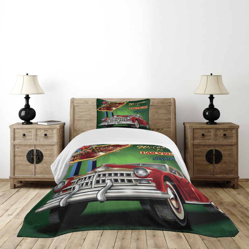 Retro Car Roulette Table Bedspread Set