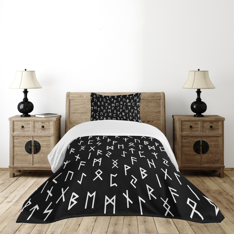 Elder Futhark Symbols Bedspread Set