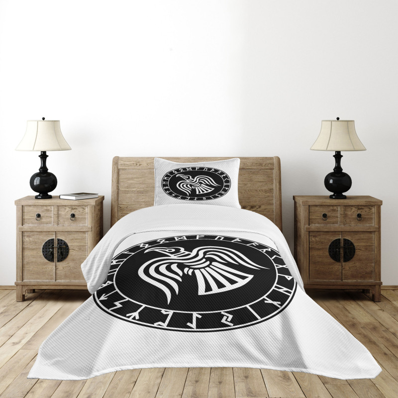 Illustration of Odins Ravens Bedspread Set