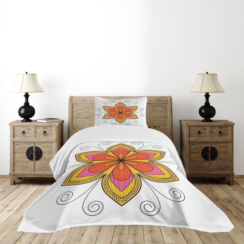 Flower Pattern Swirl Bedspread Set