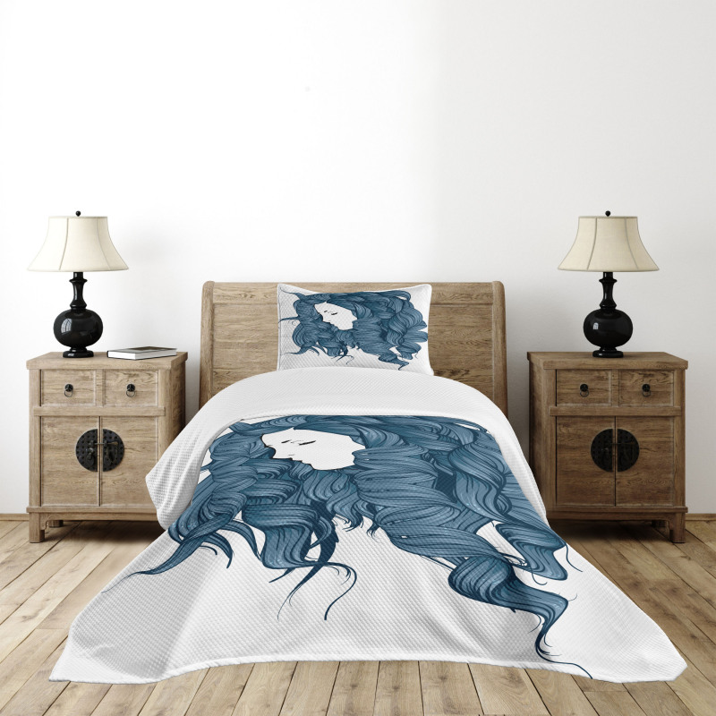 Dark Blue Funky Boucles Bedspread Set